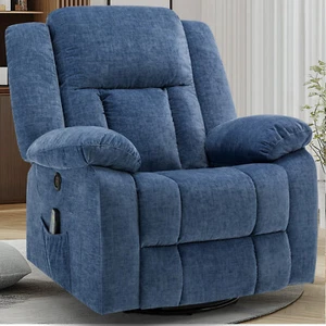360° Swivel Rocker Recliner with Massage and Heating, With Side Pockets and USB - Picture 1 of 45