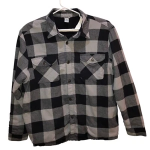 Highland Mens 3X Gray Checkered Sherpa Lined Button Up Pockets Shirt Shacket - Picture 1 of 8
