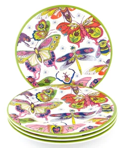 Baci Milano White Insect Designer 22cm Side/Dessert Plates x 4 In Set - Picture 1 of 1
