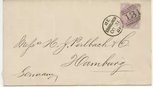 GB „131 - EDINBURGH“ Scottish Duplex Postmark cover w 1d lilac 14 dots HAMBURG - Picture 1 of 4