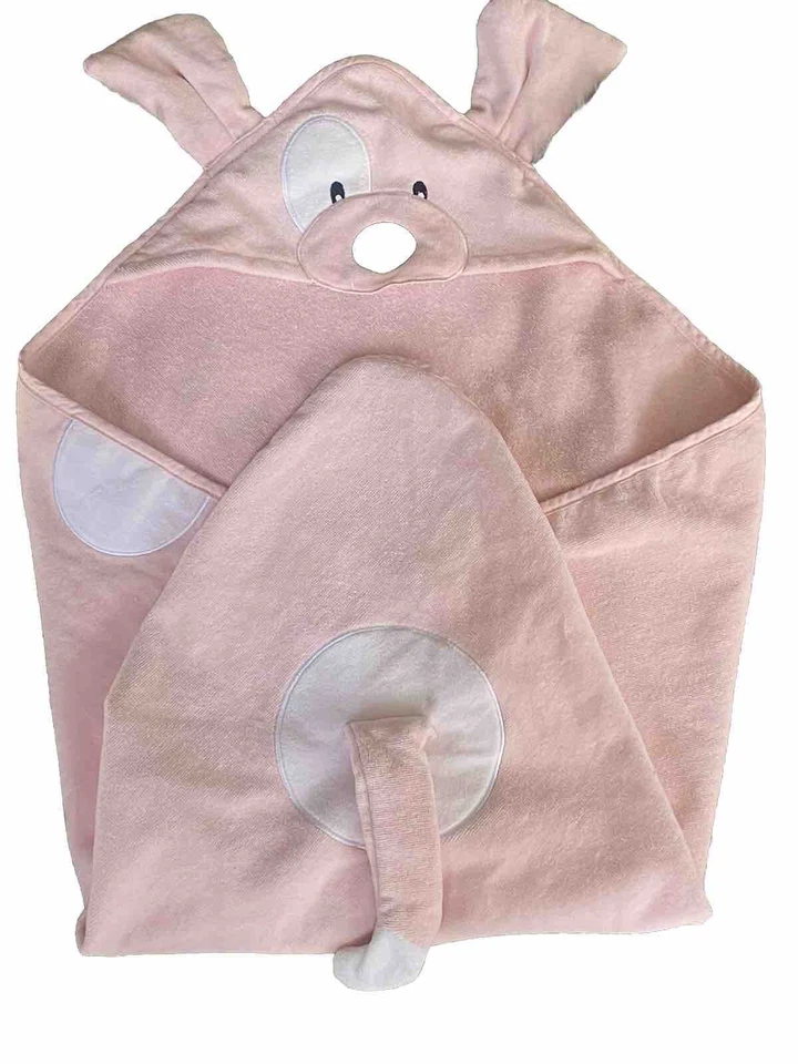 Toalha Gund rosa filhote com capuz toalha bebê 30" X 30" GUND bordada rosto macio - Imagem 1 de 4