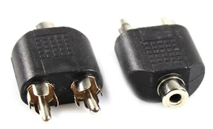 Y-Adapter Klinkenbuchse 3,5 mm Stereo - 2 x Cinch-Stecker - Audio Klinke-Buchse - Bild 1 von 3