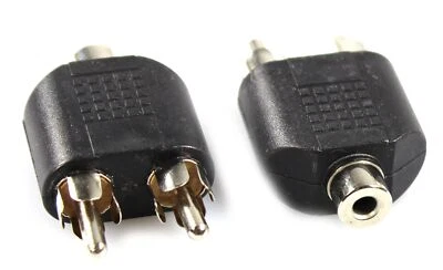 Y-Adapter Klinkenbuchse 3,5 mm Stereo - 2 x Cinch-Stecker - Audio Klinke-Buchse - Bild 1 von 3