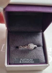 Beaverbrooks Entwine Diamond Platinum Cushion Cut Halo  Ring size N  - Picture 1 of 14