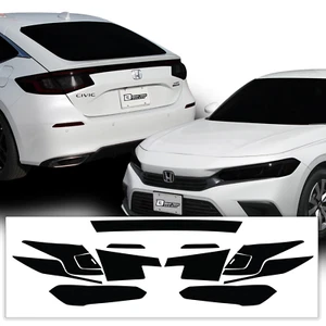 Fits Civic 2022-2025 Front & Rear Light Precut Smoke Vinyl Tint Film Overlay - Picture 1 of 7