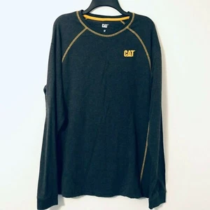 Caterpillar CAT Mens Sz L Tall Dark Gray Long Sleeve T Shirt Tractor Equipment  - Picture 1 of 6