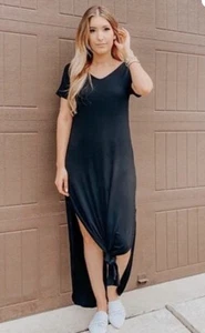 Casual Loose Fit Soft Stretch Maxi Dress w Pockets XXL 2XL Summer Sundress Beach - Picture 1 of 7