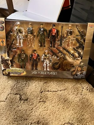 Task Force Playset Soldier Military Motorcycle Action Figure Wapons 19PCS New - Image 1 of 2