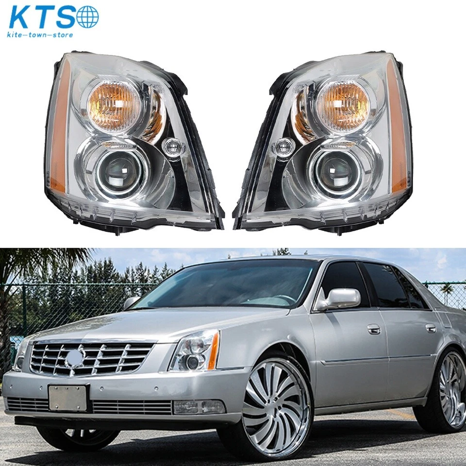 Headlight For Cadillac DTS 2008-2011 HID/Xenon Projector Chrome Right+Left Side - Image 1 of 4