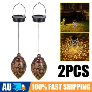Solar Powered LED Morrocan Lantern Light Hanging Lamp Garden Outdoor Landscape - Picture 1 of 9