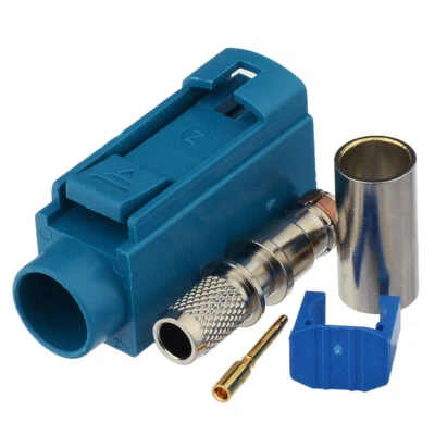 Fakra crimp Jack connector Waterblue /5021 Neutral coding for RG58 LMR195 cable - Image 1 of 3