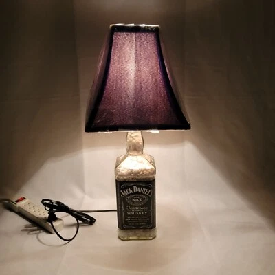 Jack Daniel's 1.75L Whiskey Bottle Lamp with Black and Gold Accent Shade Barware - Image 1 of 4