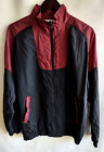 Vtg Men's M~Sport Windbreaker Jacket-Burgundy & Black~Small~Zip~Pockets~Collar