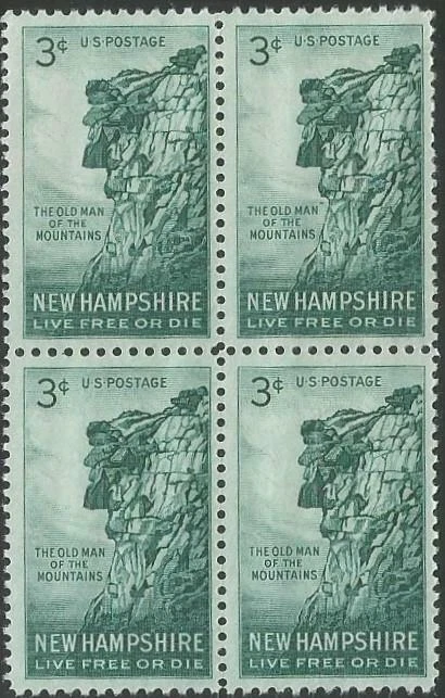 Block of 4 stamps - Scott 1068 - 3 cent - New Hampshire - 1955 - MNH - Image 1 of 1