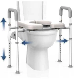 Raised Toilet Seat with Handles - Adjustable Elevated Toilet Seat Riser, 400 lbs - Picture 1 of 4