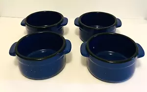 Set Of 4 Von Pok & Chang Ceramic Chili Soup Bowls Blue Speckled New Small Chip - Picture 1 of 13
