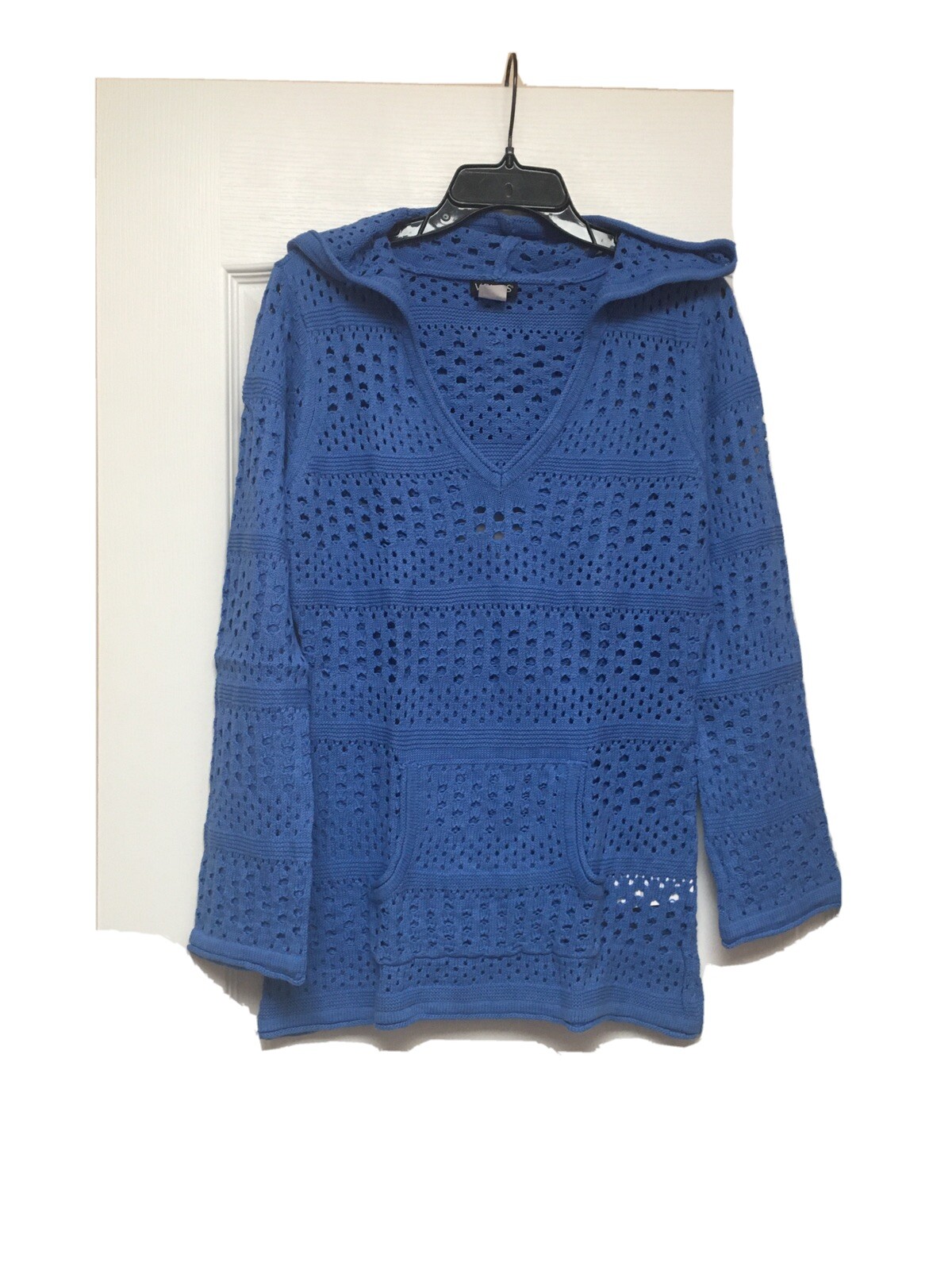 Womans VENUS Blue Crocheted Long Sleeve 