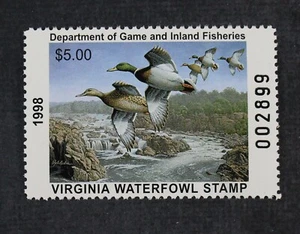 CKStamps : 1998 US Virginia State Ducks Hunting Stamps $5.00, Mint NH OG VF S11 - Picture 1 of 2