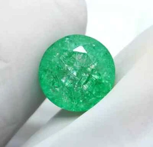 Emerald Green 7.95 Ct Natural Round Cut Certified Loose Gemstone With Free Gift - Picture 1 of 10