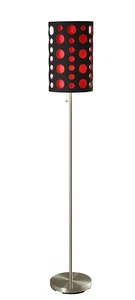 Ore International 9300F-BK-RD Modern Retro Floor Lamp 66-Inch Black/Red - Picture 1 of 1