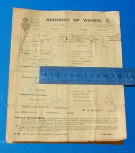 WHITE STAR LINE OLIMPIC GH BARCOS DE CAZA ARCHIVO PANADERO CUENTA RARA DE SALARIOS C-1928 - Imagen 1 de 5