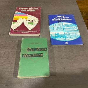 Lot of 3 Vintage Girl Scout Books Trefoil Round the World 1947 GS Handbook HC - Picture 1 of 17