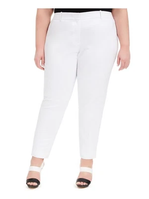 CALVIN KLEIN Womens White Zippered Evening Skinny Pants Plus 18W - Image 1 of 3