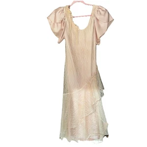 Vintage Cachet by Bari Protas Midi Spitzenkleid Blumen Perlen 7/8 rosa viktorianisch USA - Bild 1 von 23