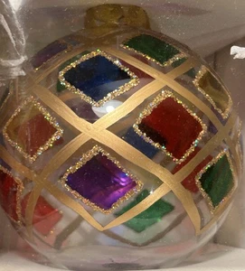 Dillards Borten Glas Weihnachtsschmuck mundgeblasen & handbemalt geometrisch - Bild 1 von 6