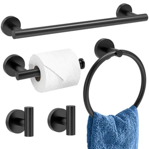 Schwarz Handtuchhalter Set, 5-teiliges Badezimmerbeschläge Set, SUS304 Edelstahl Badewanne... - Bild 1 von 8