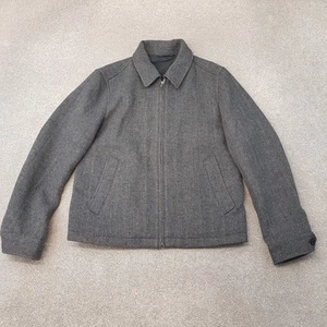 Uniqlo Mens Jacket Small Grey Herringbone Pattern Zip Up Casuals Mod Minimalist - Picture 1 of 11
