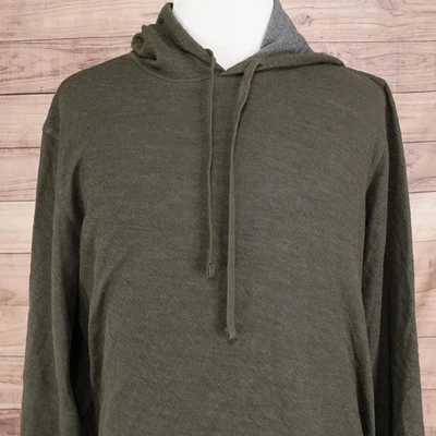 Vince Hoodie Mens XL Green Cotton Wool Blend Lightweight Pullover Long Sleeve - Image 1 of 4
