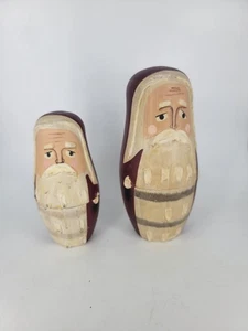 Nidificazione Babbo Natale Bambole Natale Vacanze in Legno 7" Due Bambole - Foto 1 di 7