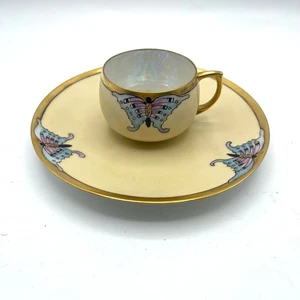 Tazza da tè Thomas Bavaria piatto Demitasse Art Deco farfalla falena iridescente vintage - Foto 1 di 7