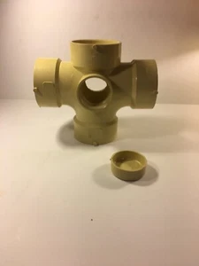 PVC 3” DOUBLE SANITARY TEE, 4 WAY TEE WITH RIGHT & LEFT SIDE INLETS. - Picture 1 of 5