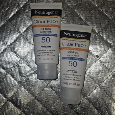 Neutrogena Clear Face Oil & Breakout-Free Loción de Protector Solar, FPS 50 3 oz Lote de 2 Foto 1 de 2