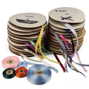 Vintage Satin Ribbon Trim Woven Edge Lot of 800 plus yards Assorted Colors 1980s - Picture 1 of 14