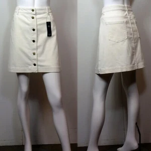 M&S A-Line CORD Button Front MINI SKIRT ~ Size 14 ~ CREAM - Picture 1 of 6