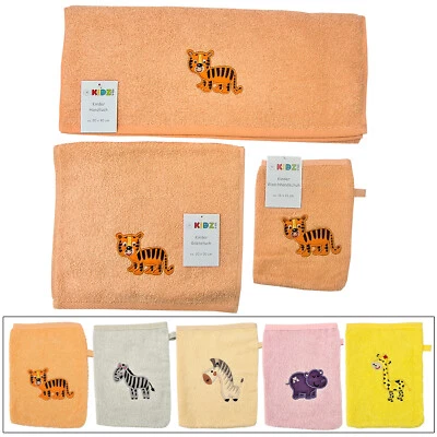 3-er SET Kinder Handtuch Gästetuch Waschhandschuh mit Motiv 100% Baumwolle - Bild 1 von 4