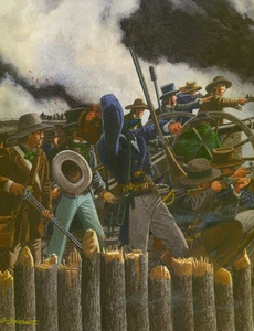 THE ALAMO DEATH OF WILLIAM BARRET TRAVIS ART PRINT 2 - Picture 1 of 2