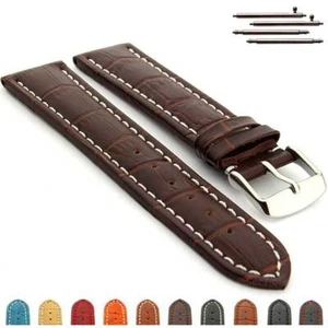 Men's Two-Piece Genuine Leather Watch Strap Band 18 20 22 24 26 28 30 Croco MM - Picture 1 of 21