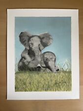 Original Artwork - 24x30 cm Pastel  Drawing of two elephants By Amanda Brown