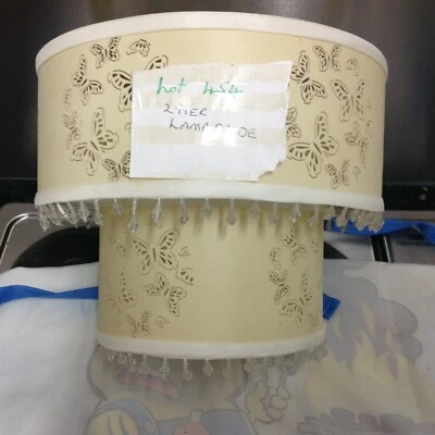 Кремовая двухъярусная акриловая хрустальная потолочная люстра с драгоценными камнями легкая посадка абажур - Изображение 1 из 2