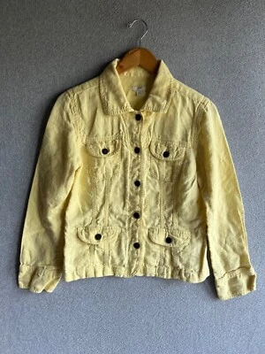 J Jill Jacket Womens XS 100% Linen Utility Soft Yellow Springtime - Image 1 of 4