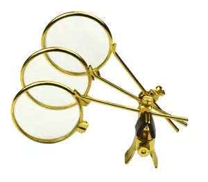Ingranditore 9,9X Cosplay Steempunk oro tripla lente d'ingrandimento clip vetro lente d'ingrandimento - Foto 1 di 11