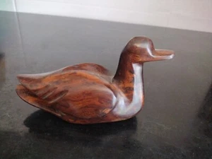 Vintage Hand Carved Ironwood Duck Figurine Statue Heavy 6.25" Long Iron Wood - Picture 1 of 6