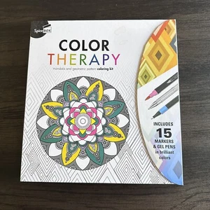 Spice Box Color Therapy Coloring Book Kit w/ 15 Color Pens Relax and Unwind - Imagen 1 de 6