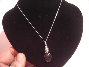 vintage-solid silver 18" curb chain &superb lady buddha labradorite pendent - Picture 1 of 13