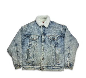 Vintage Levi's Jacket Mens Medium Blue Type 3 USA Faded Trucker Sherpa 90s Denim - Picture 1 of 9