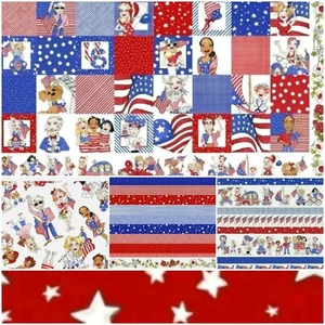 Loralie Design U.S Medley Bundle - 2 panel & 3 ( 1/2 yard fabrics) American Flag - Picture 1 of 6